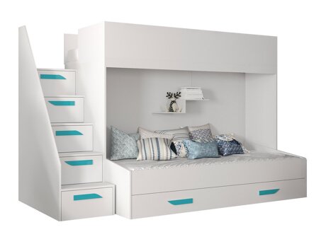 Lit superposé Hartford 356 (Blanc + Blanc brillant + Turquoise)
