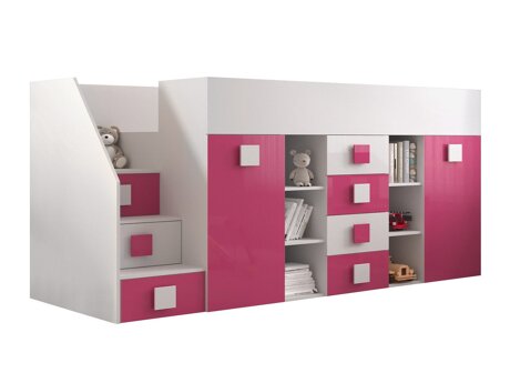 Lit haut Hartford 366 (Blanc + Rose brillant + Blanc brillant)