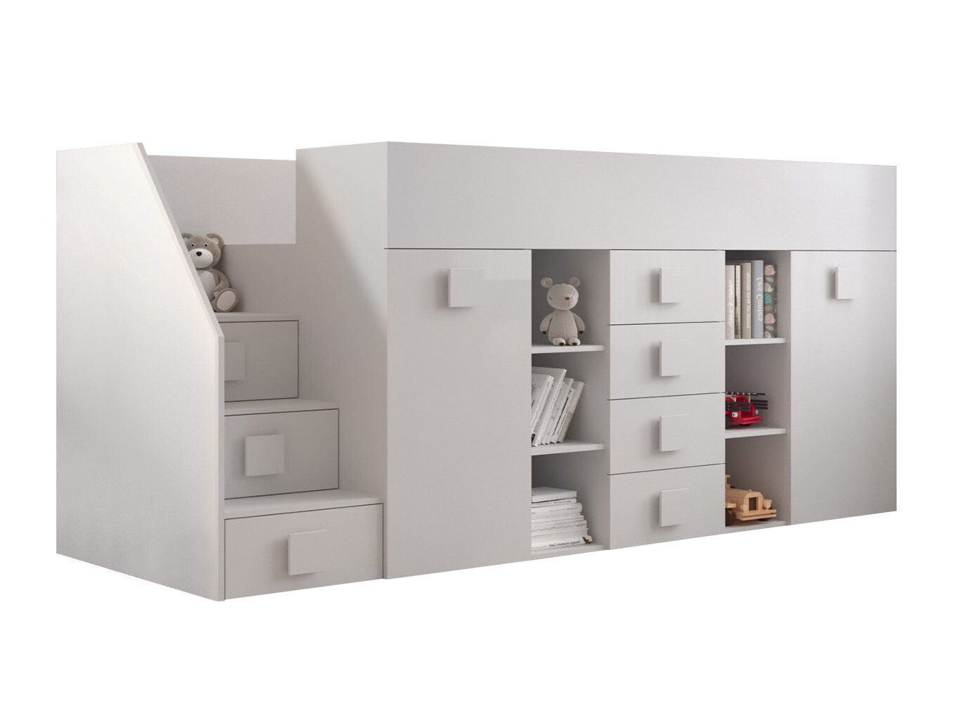 Lit mezzanine Hartford 366 (Blanc + Blanc brillant)