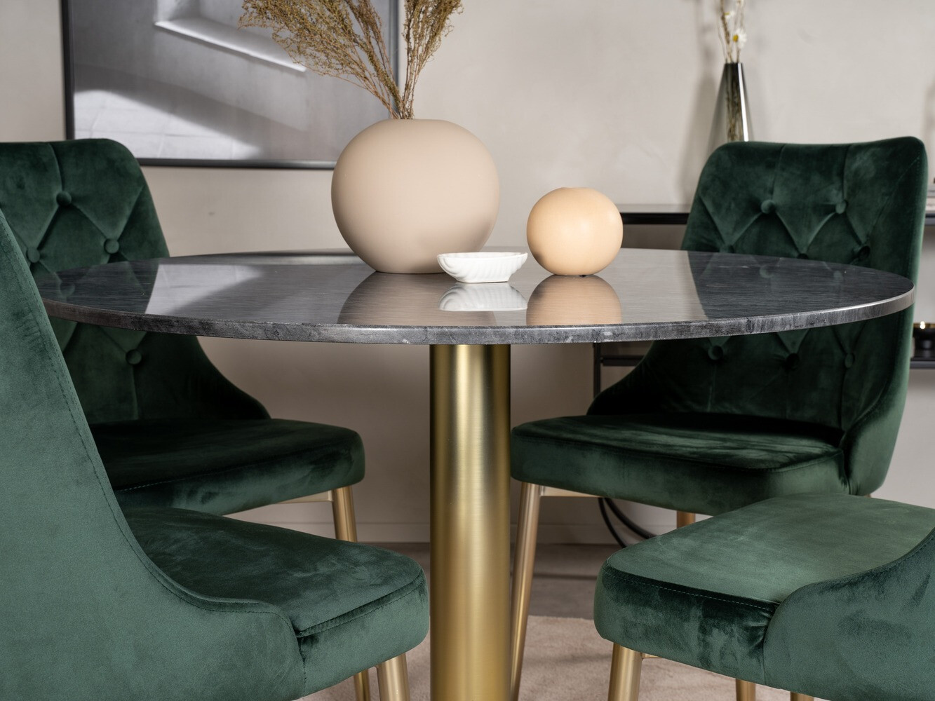 Salle à manger complète Dallas 370 (Vert + Doré)