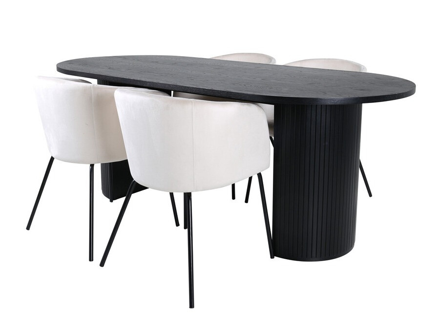 Salle à manger complète Dallas 3313 (Noir + Beige)