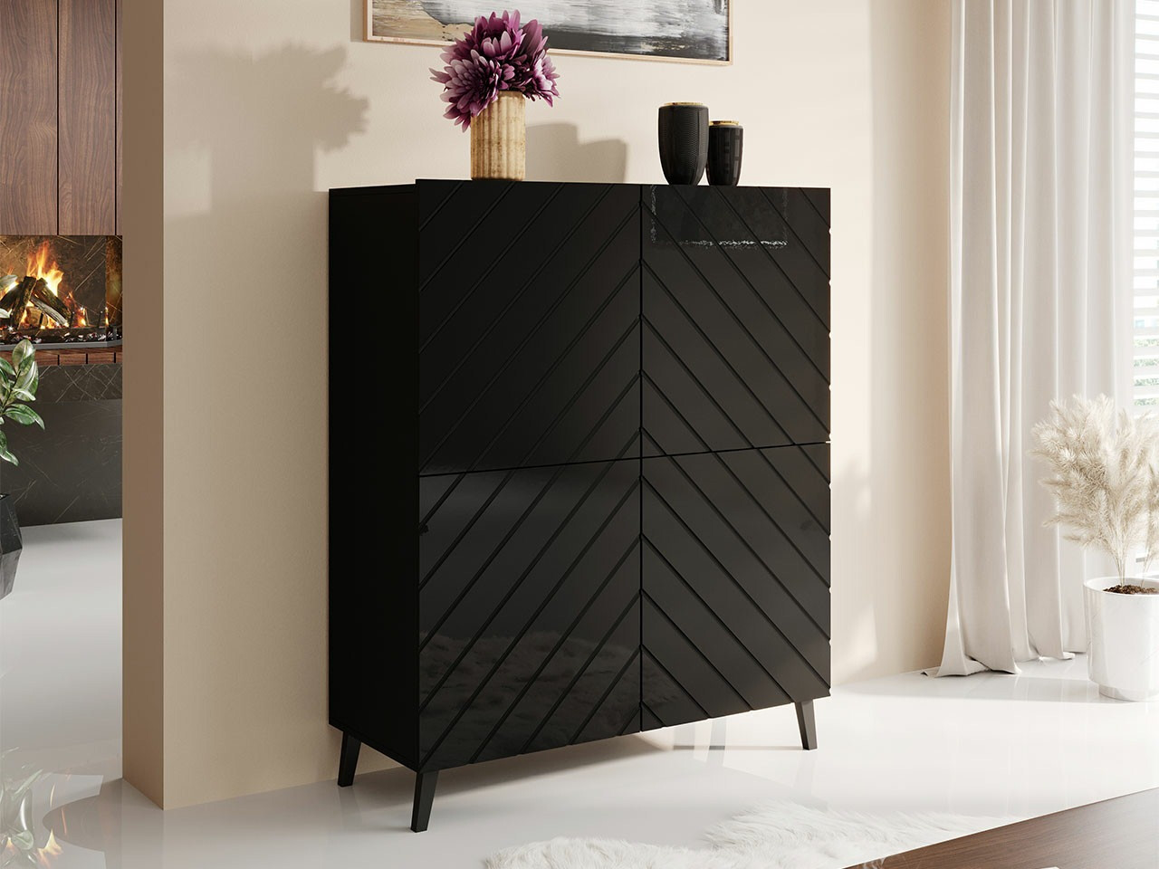 Buffet Charlotte 179 (Noir + Noir brillant)