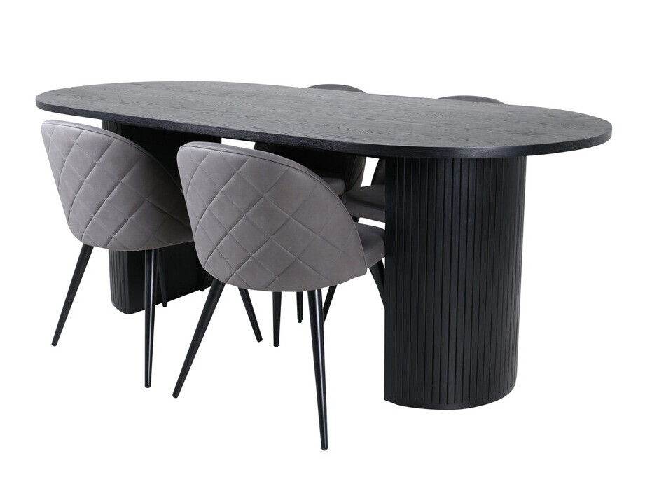 Salle à manger complète Dallas 3321 (Noir + Gris)