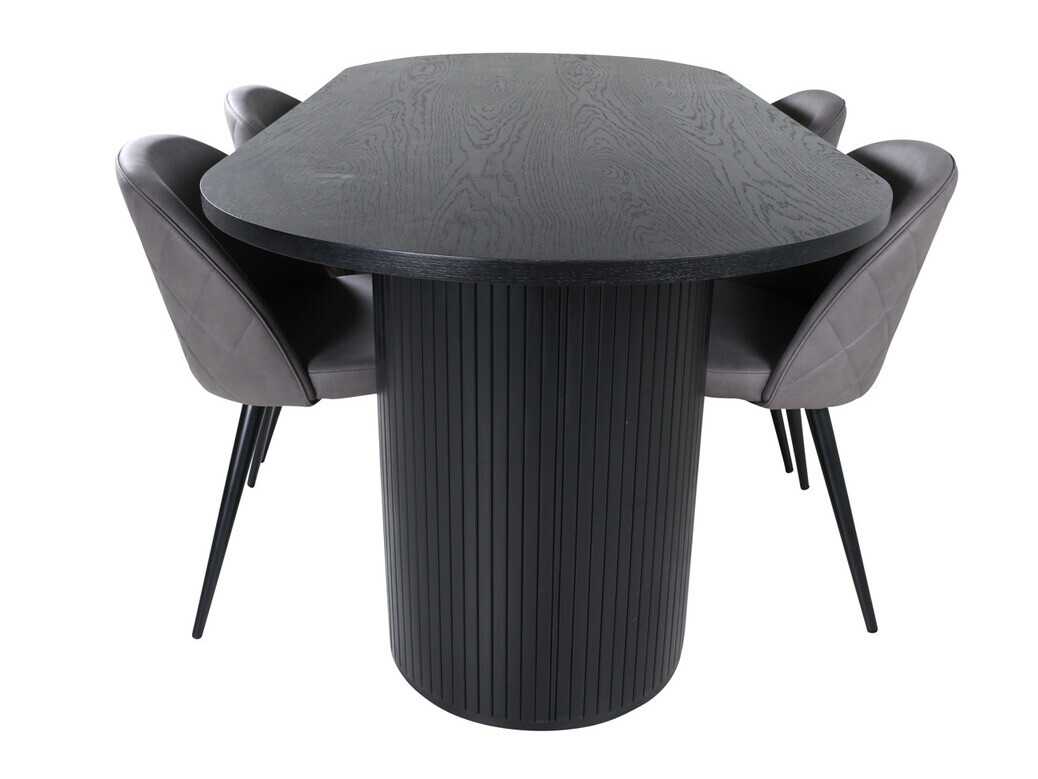 Salle à manger complète Dallas 3321 (Noir + Gris)