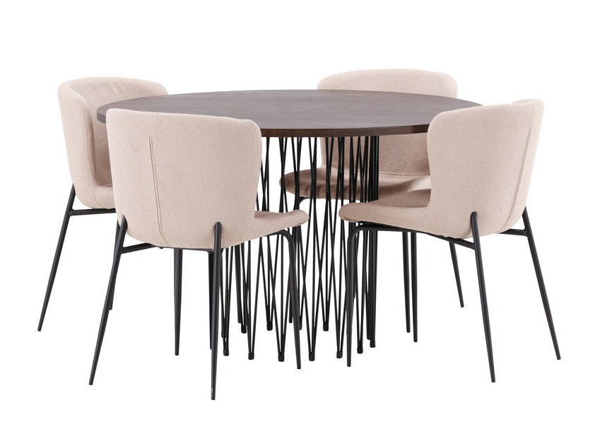 Salle à manger complète Dallas 3379 (Beige + Noir)