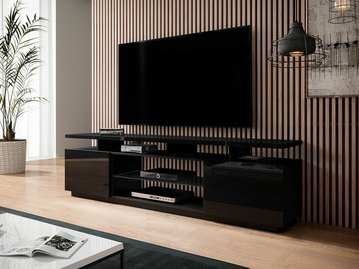 Meuble TV Figura (Noir + Noir brillant)