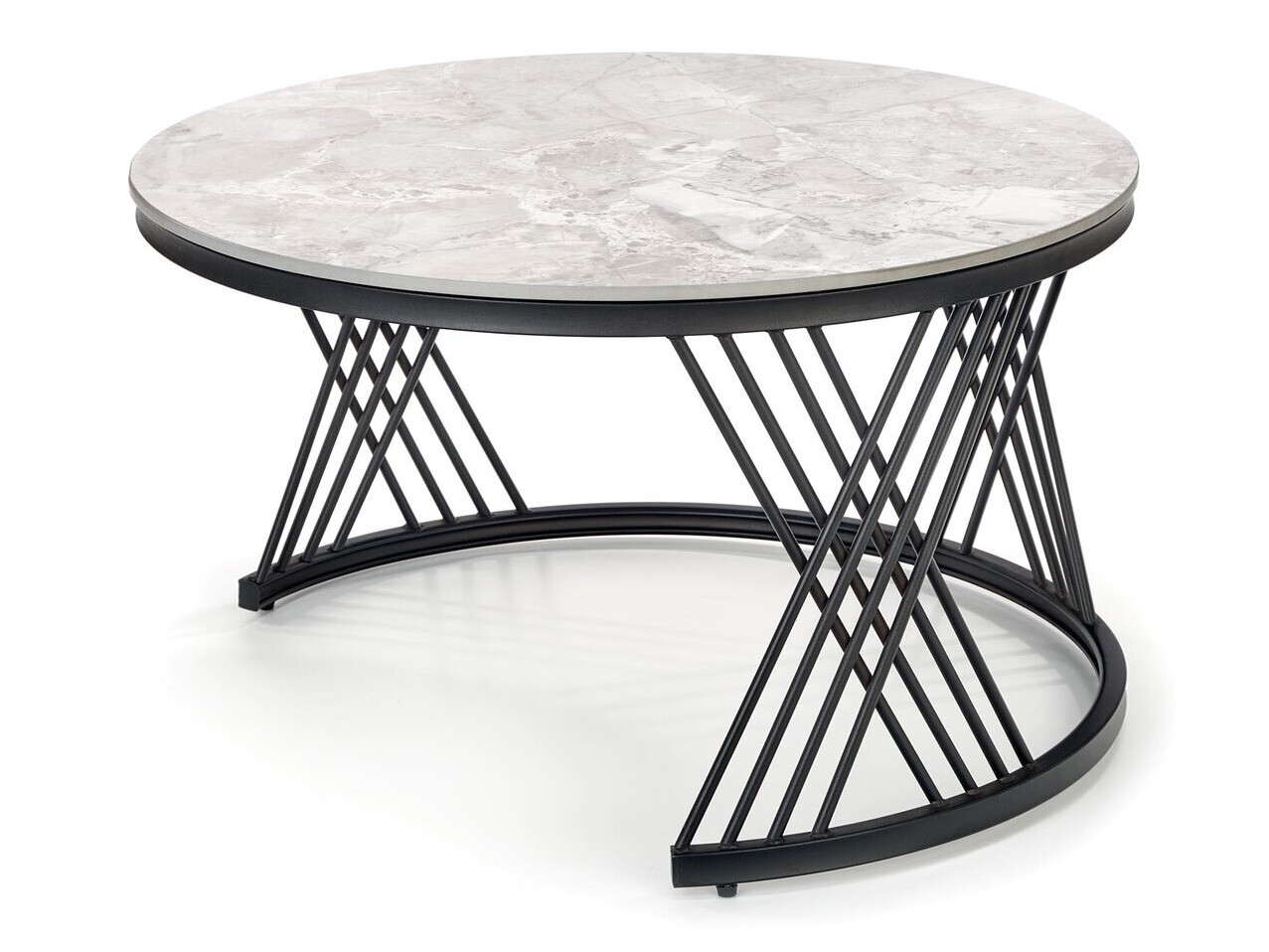 Ensemble tables basses Houston Acetum (Noir + Marbre gris)
