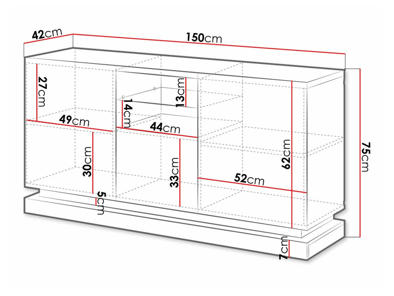 Buffet Linar (Noir + Noir brillant)
