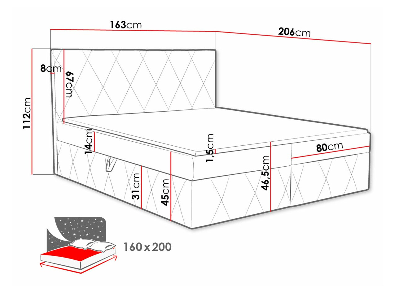 Lit continental Comfivo Avis (Magic Velvet 2217)