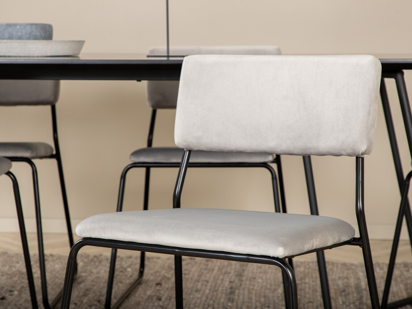 Salle à manger complète Dallas 2715 (Gris + Noir)