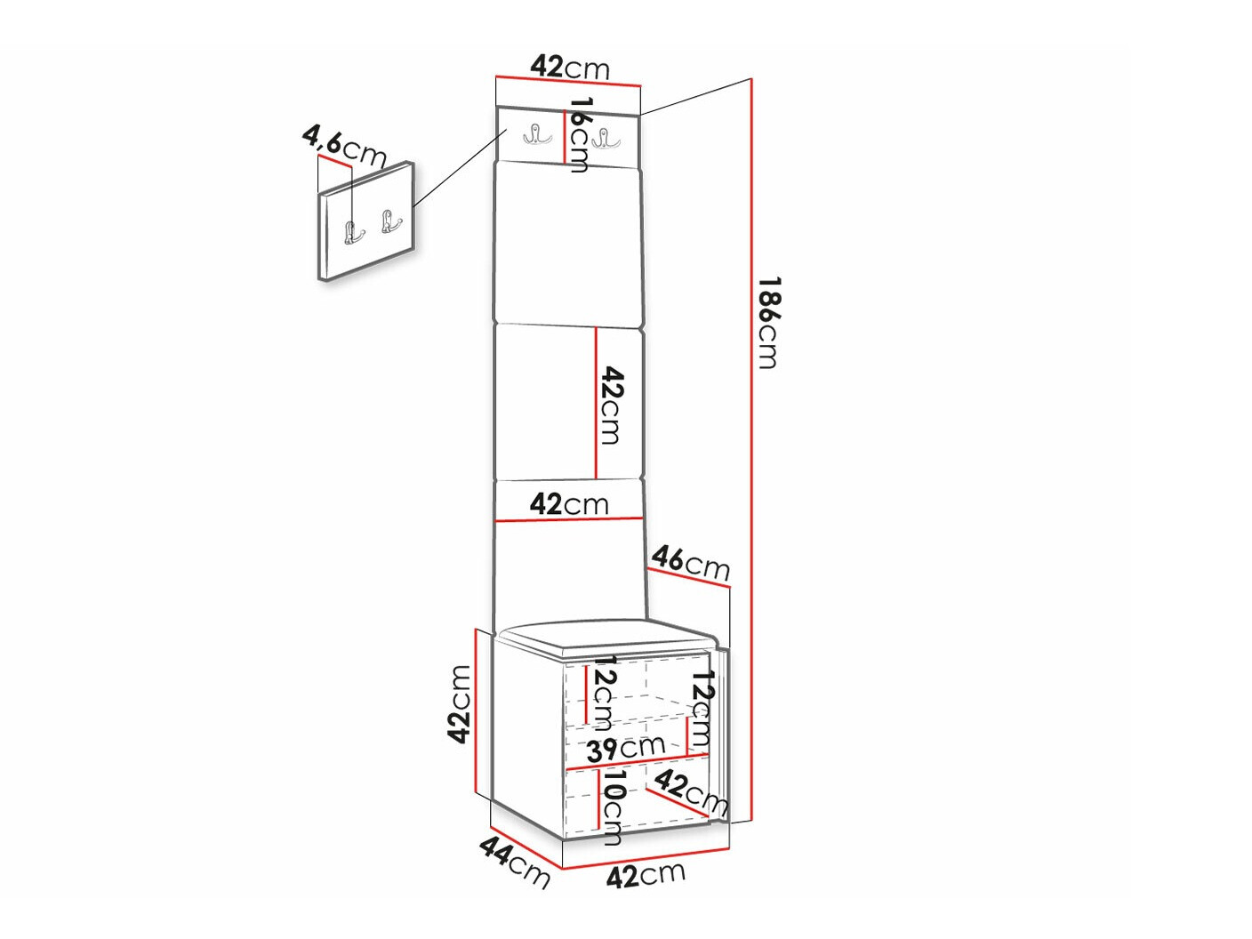 Meuble d'entrée Hartford 378 (Noir)
