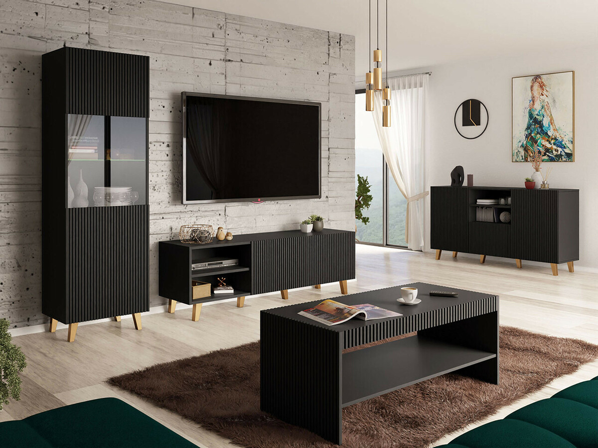 Meuble TV Levmari 102 (Noir + Doré)