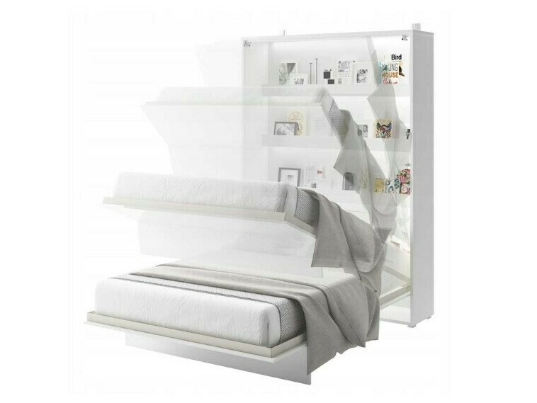 Lit escamotable Concept Pro Lenart VII (Blanc brillant + Gris)