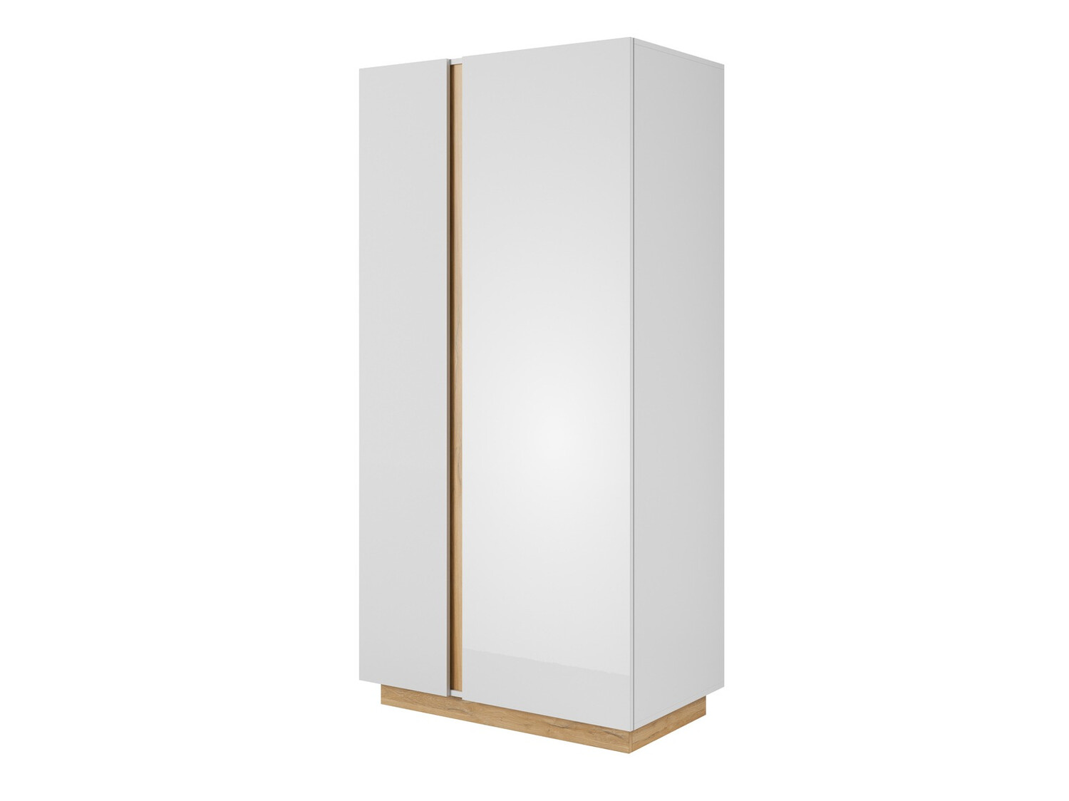 Armoire Novbela 100 (Blanc + Blanc brillant + Grandson chêne)