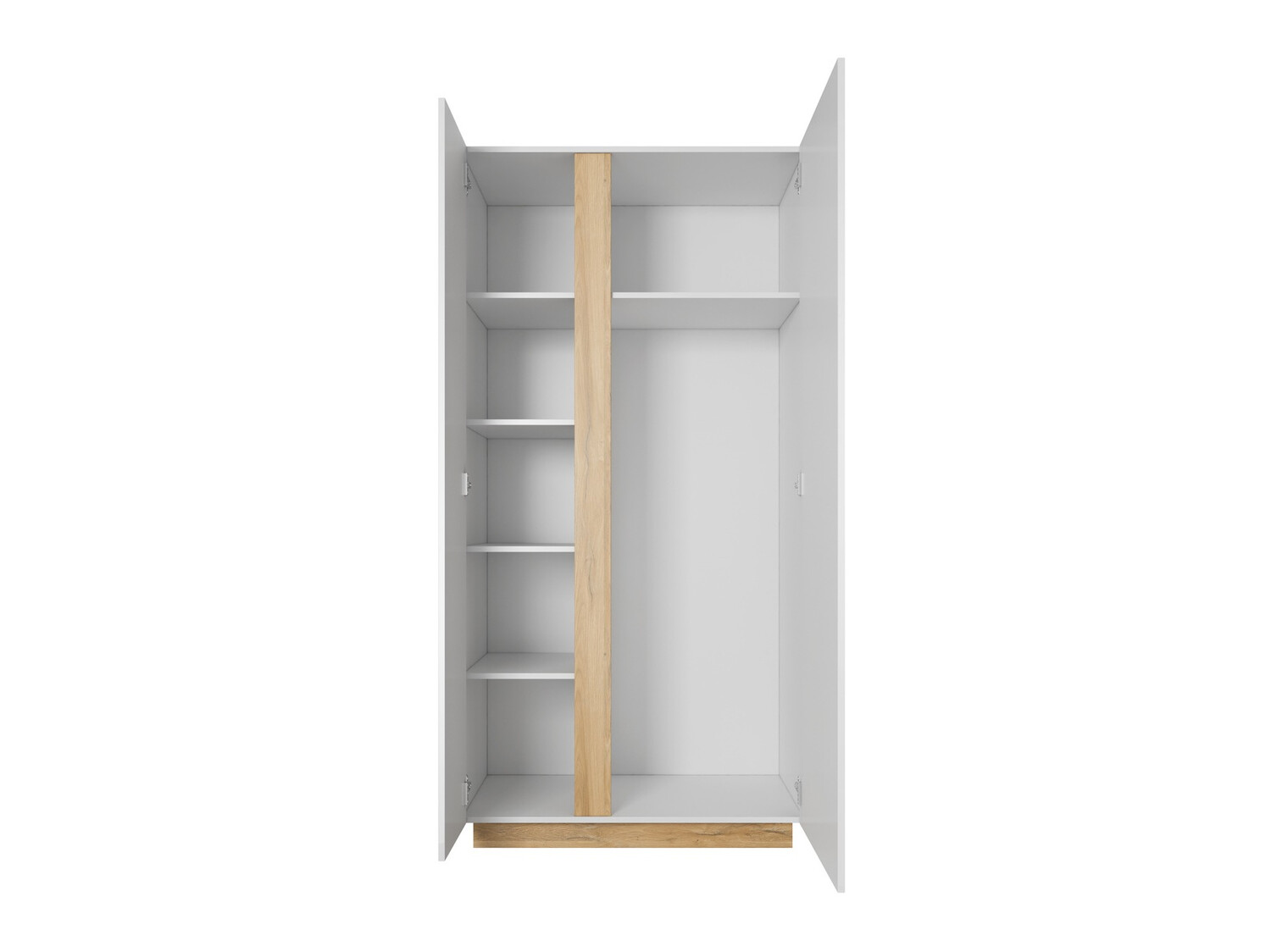 Armoire Novbela 100 (Blanc + Blanc brillant + Grandson chêne)