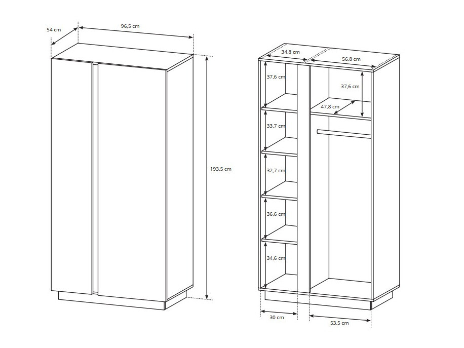Armoire Novbela 100 (Blanc + Blanc brillant + Grandson chêne)