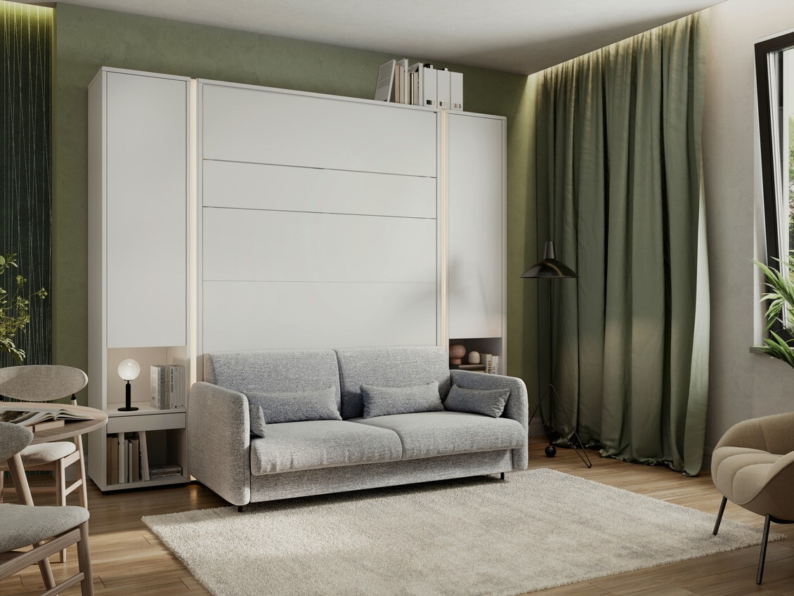 Lit escamotable Concept Pro Lenart VII (Blanc + Gris)