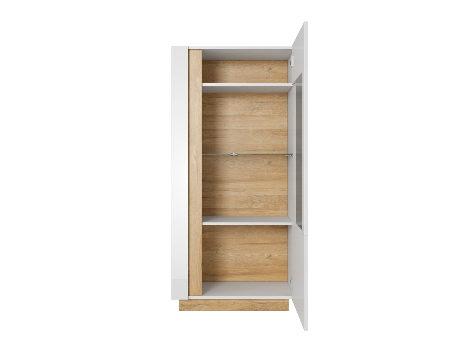 Étagère Novbela 102 (Blanc + Blanc brillant + Grandson chêne)