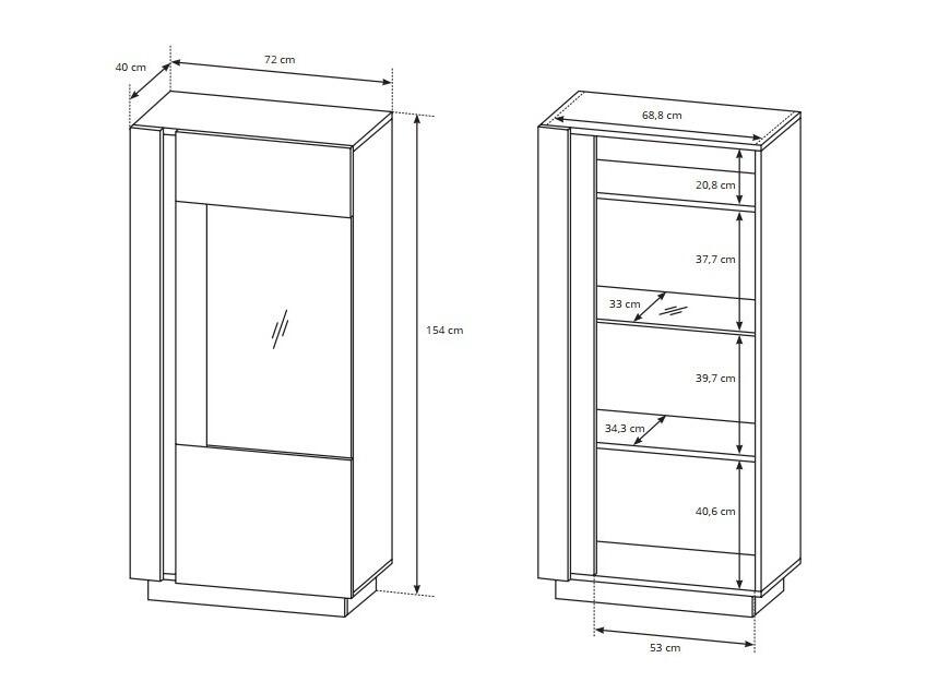 Étagère Novbela 102 (Blanc + Blanc brillant + Grandson chêne)