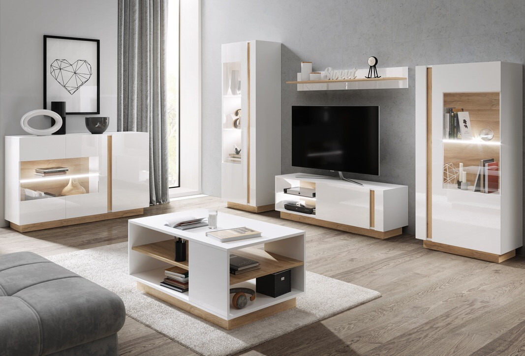 Table basse Novbela 109 (Blanc + Grandson chêne)