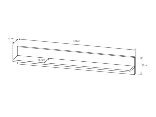 Étagère murale Novbela 110 (Blanc + Blanc brillant + Grandson chêne)