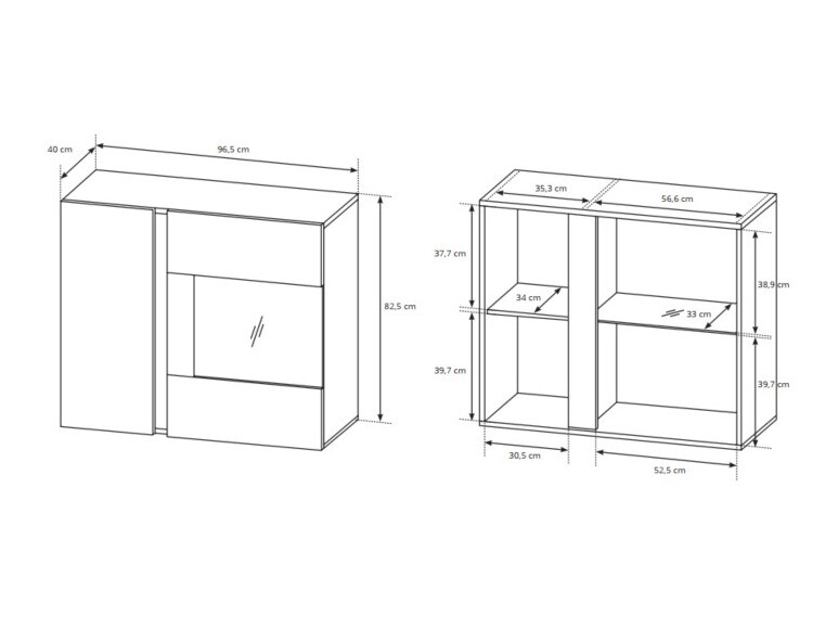 Étagère murale Novbela 112 (Blanc + Blanc brillant + Grandson chêne)