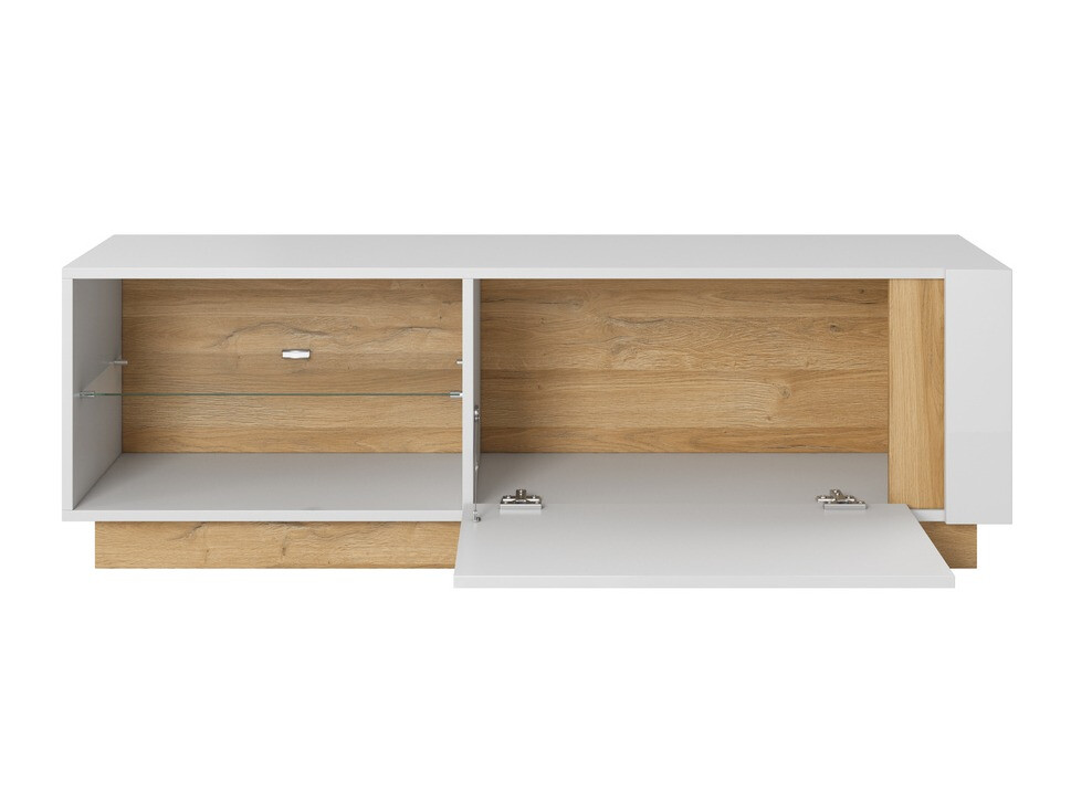 Ensemble de salon Novbela 113 (Blanc + Blanc brillant + Grandson chêne)