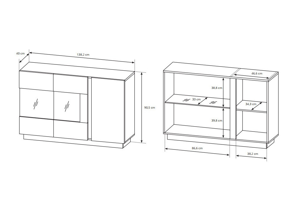 Ensemble de salon Novbela 113 (Blanc + Blanc brillant + Grandson chêne)