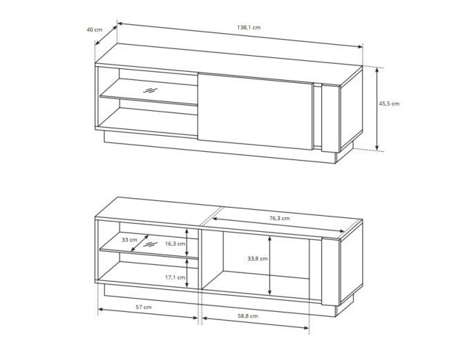 Ensemble de salon Novbela 113 (Blanc + Blanc brillant + Grandson chêne)
