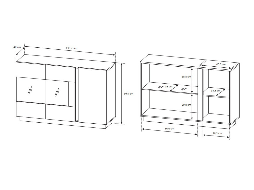 Ensemble de salon Novbela 114 (Blanc + Blanc brillant + Grandson chêne)