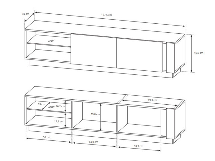 Ensemble de salon Novbela 114 (Blanc + Blanc brillant + Grandson chêne)