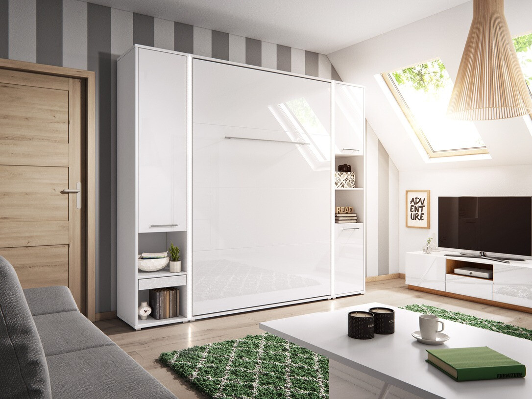 Ensemble de meubles Concept Pro Lenart XI (Blanc brillant + Blanc)