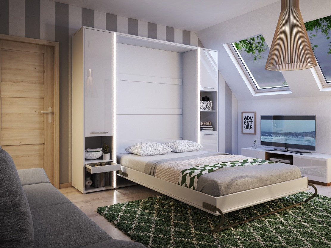 Ensemble de meubles Concept Pro Lenart XI (Blanc brillant + Blanc)