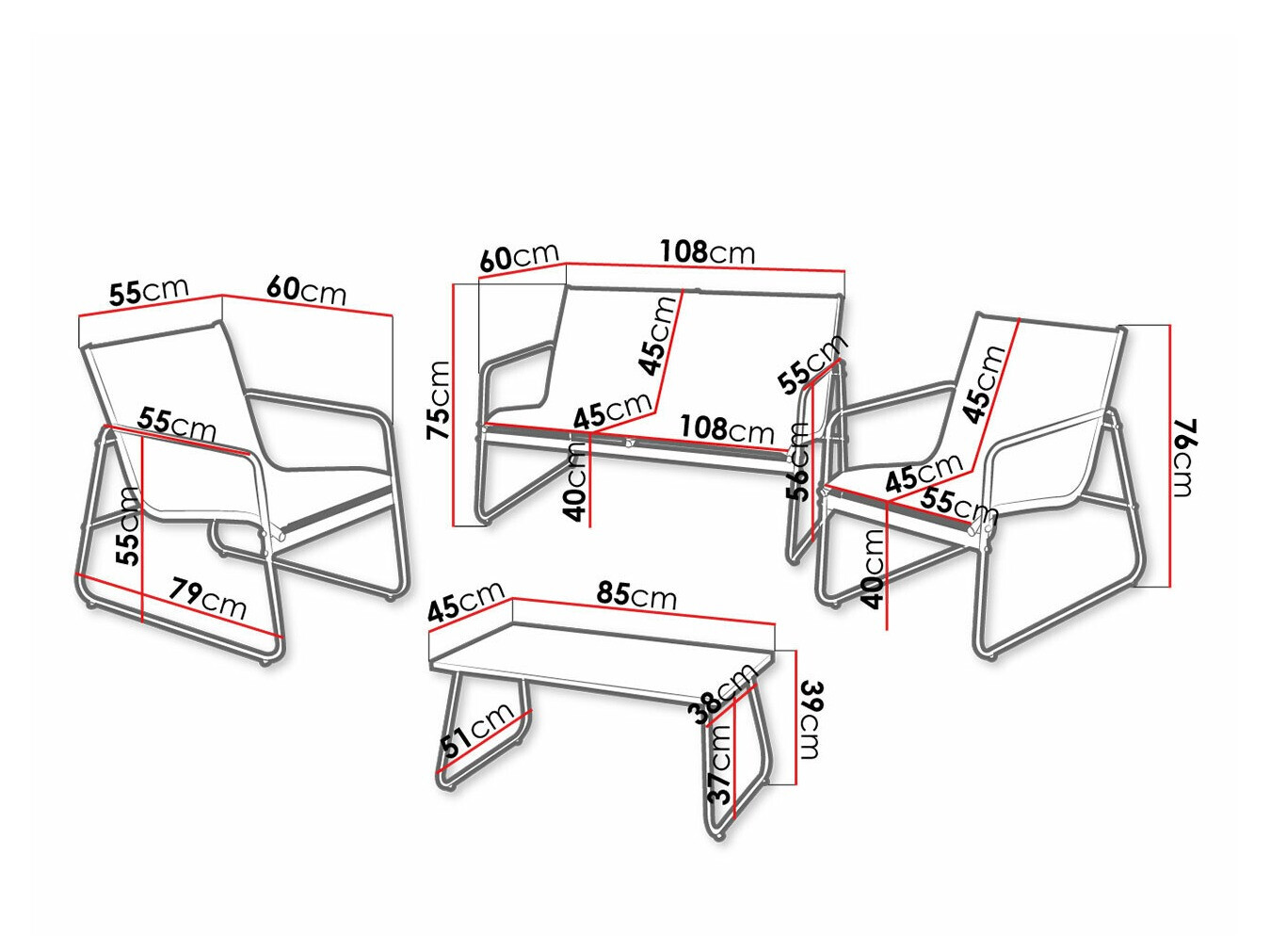 Ensemble de mobilier de jardin Aques