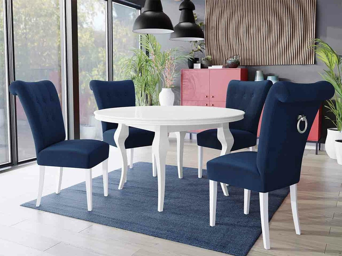 Salle à manger complète Racine 143 (Blanc + Magic Velvet 2216)