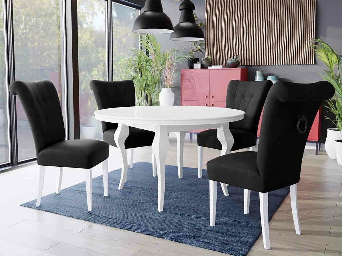 Salle à manger complète Racine 143 (Blanc + Magic Velvet 2219)