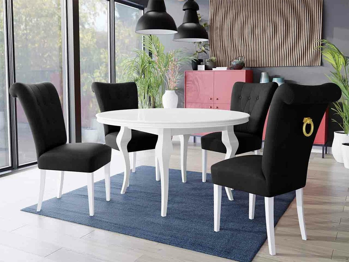 Salle à manger complète Racine 143 (Blanc + Magic Velvet 2219)