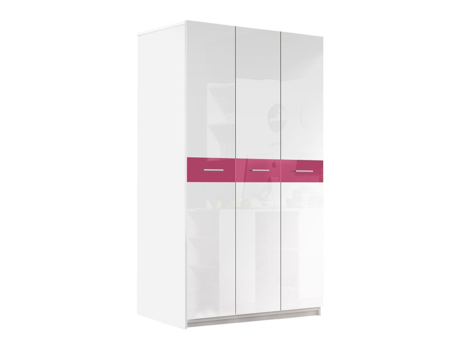 Armoire Campus (Blanc + Blanc brillant + Rose brillant)