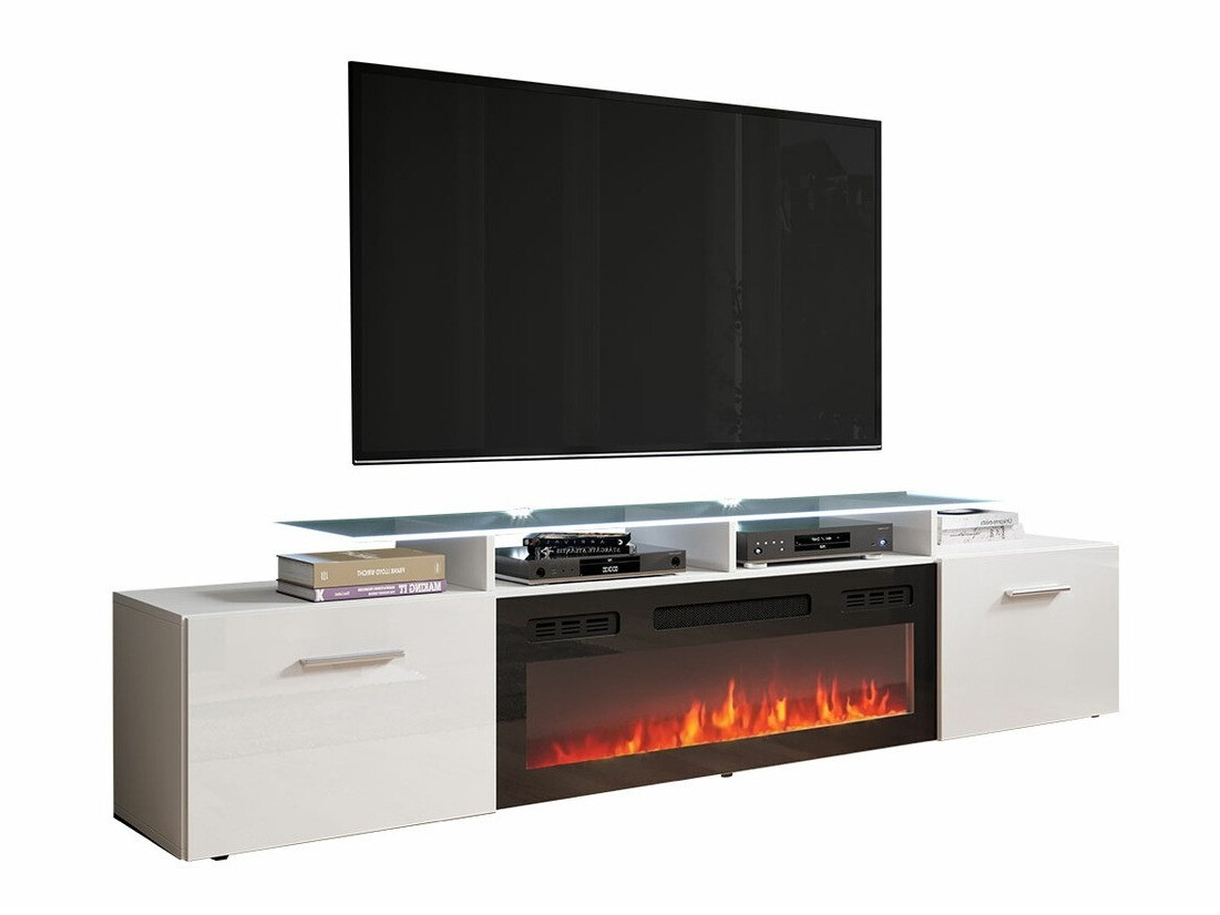 Meuble TV Numerus (Blanc + Blanc brillant)