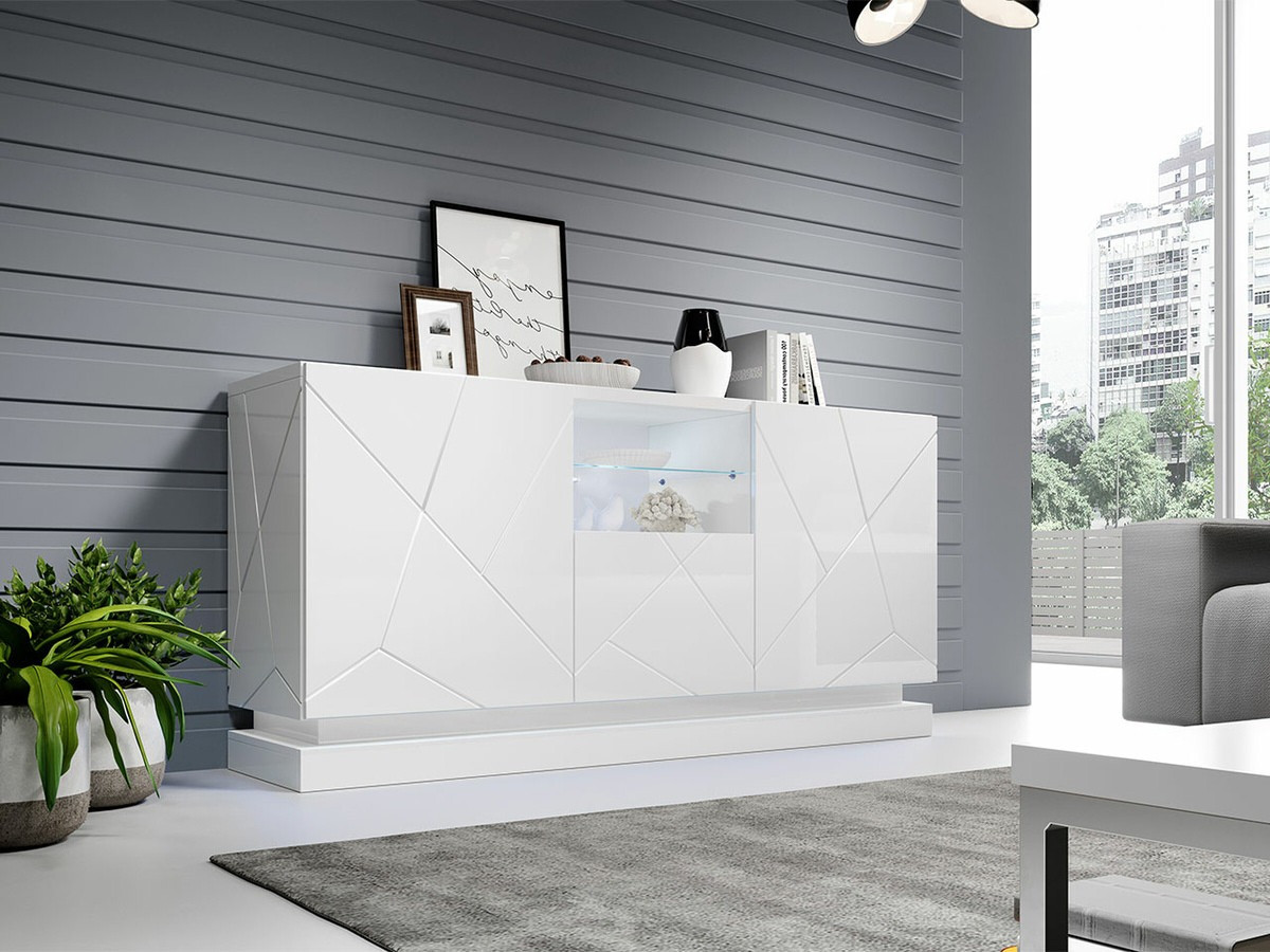 Buffet Linar (Blanc + Blanc brillant)
