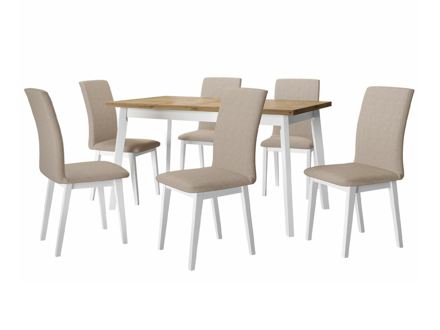 Salle à manger complète Victorville 285 (Chêne Artisan + Blanc)