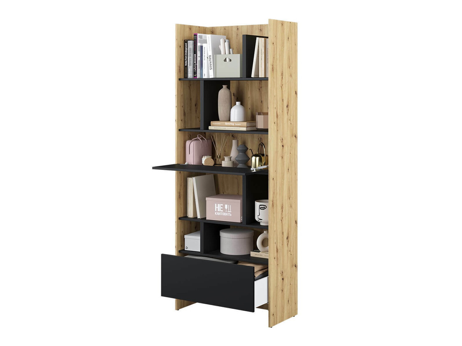 Étagère Concept Lenart V (Chêne Artisan + Noir)
