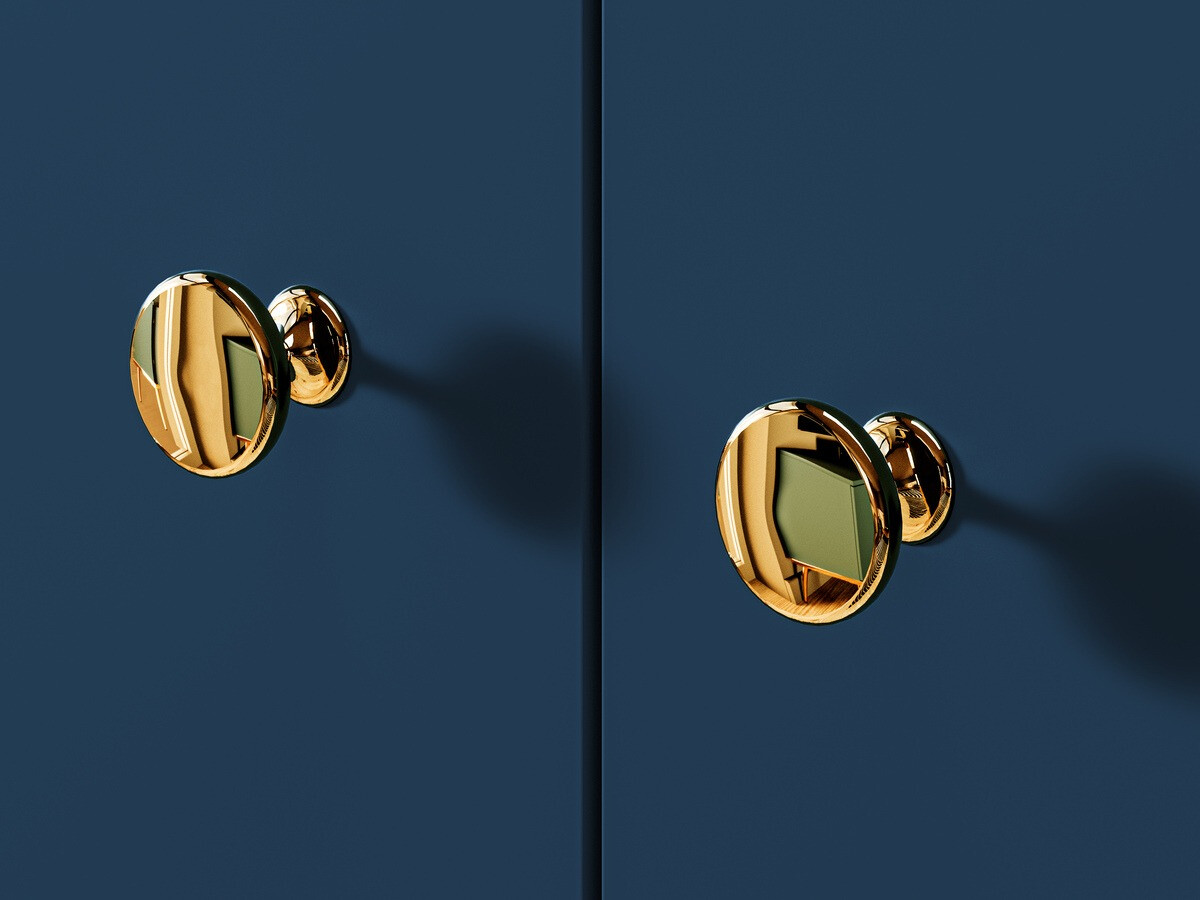 Commode Flonovu 102 (Bleu foncé + Doré)