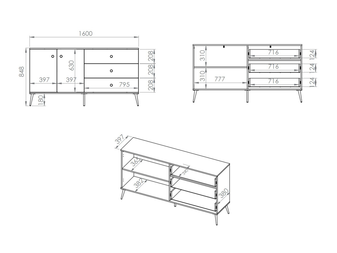 Commode Flonovu 102 (Bleu foncé + Doré)