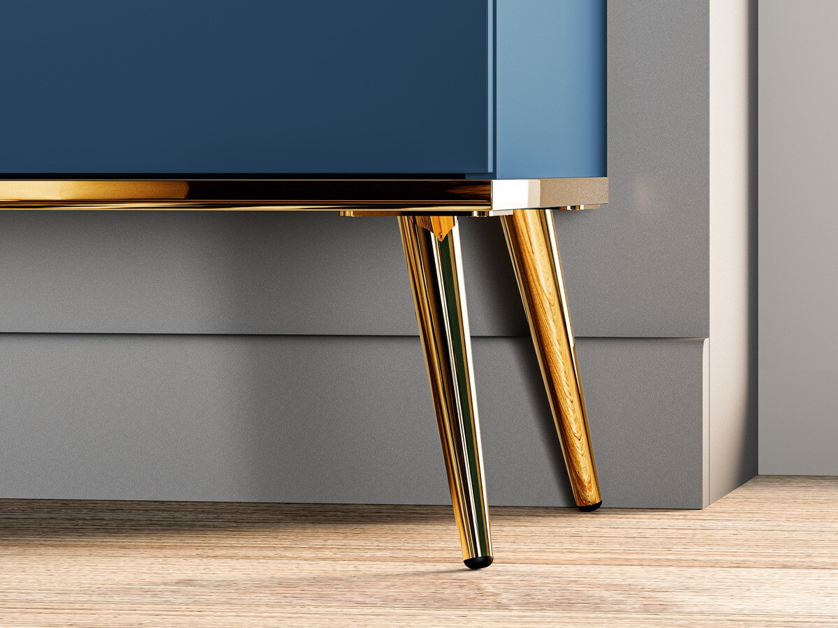 Meuble TV Flonovu 104 (Bleu foncé + Doré)