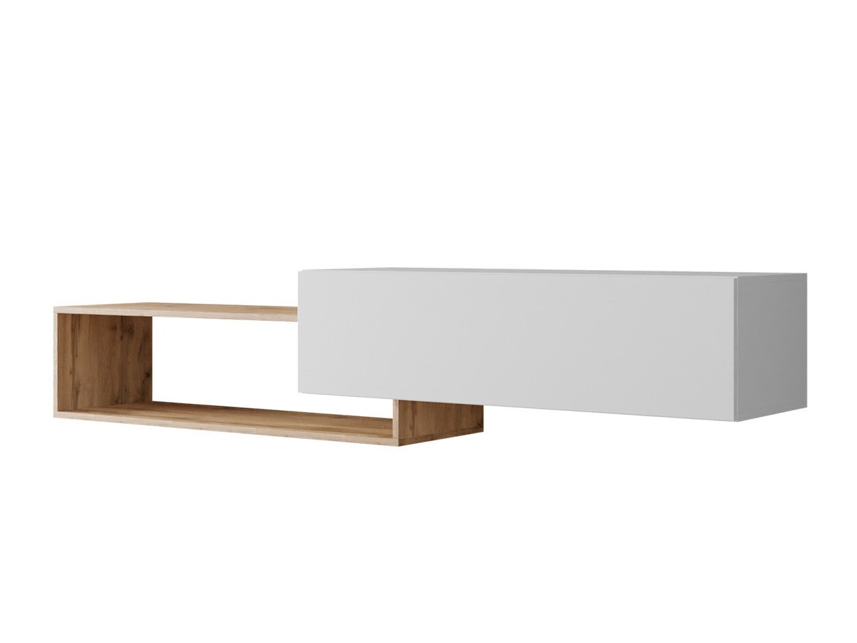 Meuble TV Pinos (Blanc + Chêne wotan)