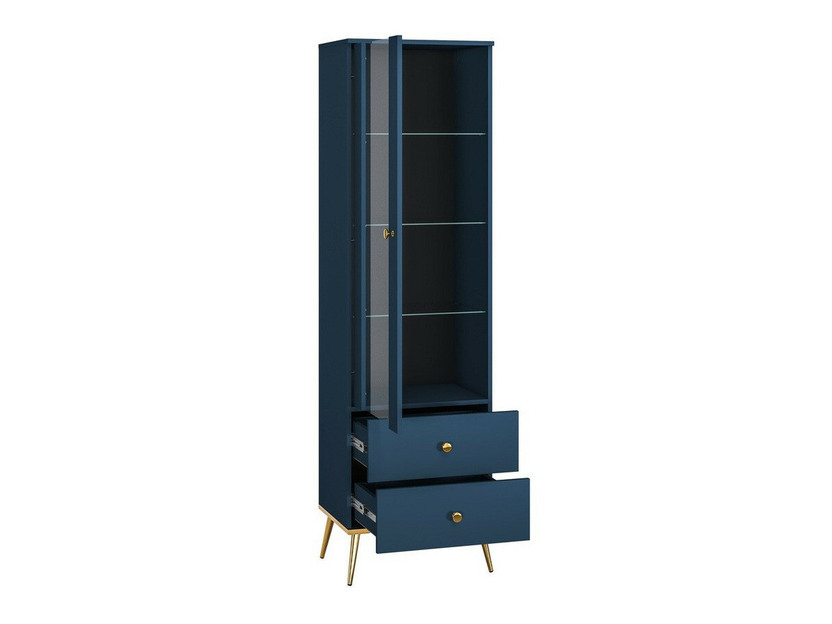 Ensemble de salon Flonovu 110 (Bleu foncé + Doré)