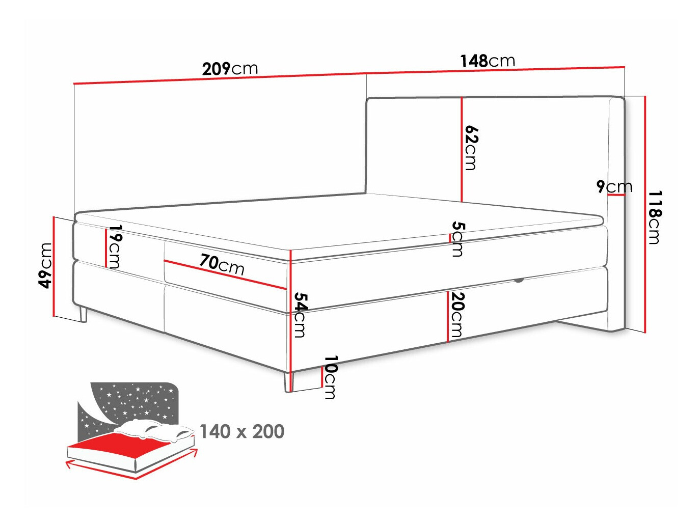 Lit boxspring ComfiDream Miraara (Poso 100 + Paros 01)