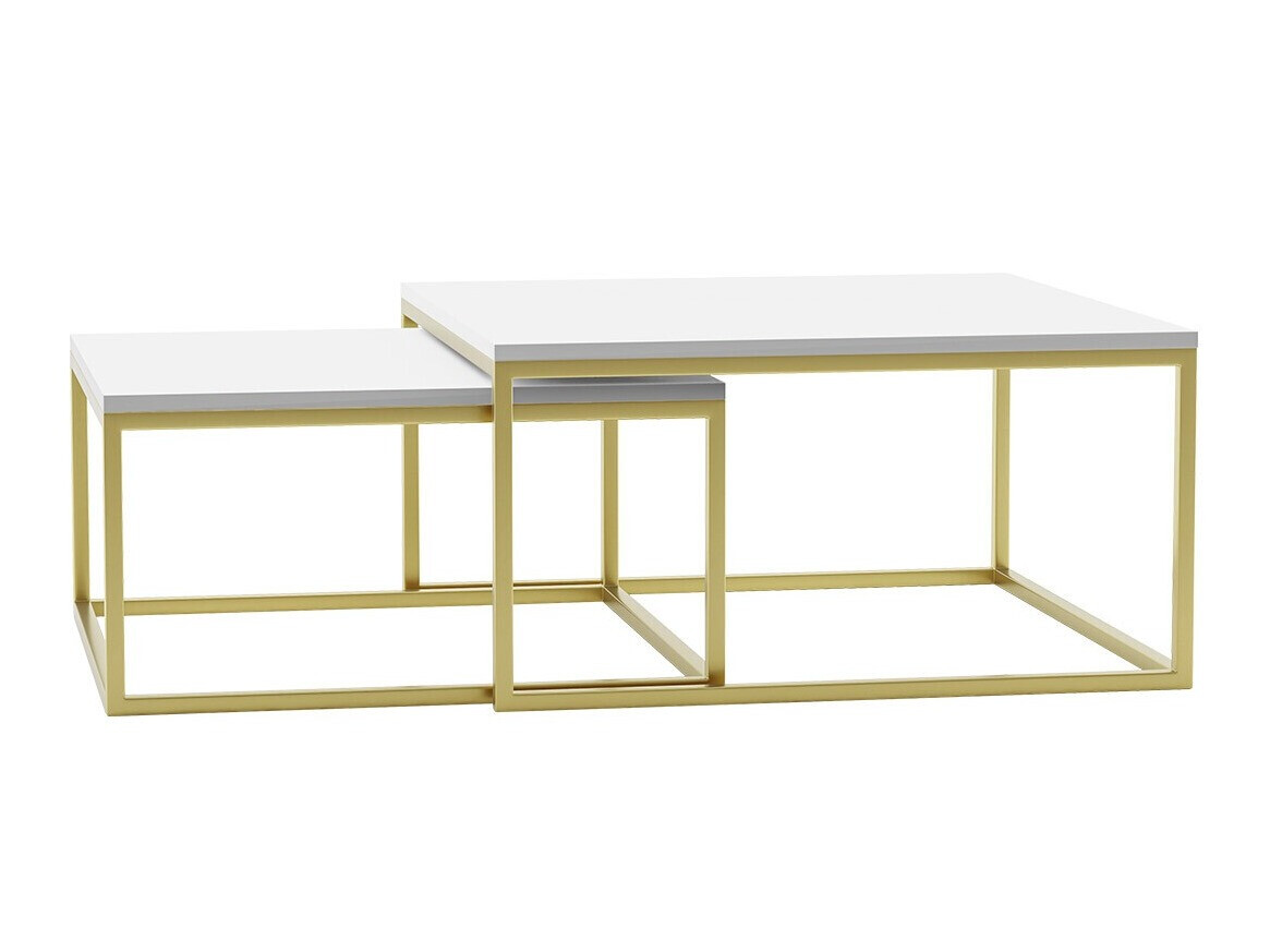 Ensemble tables basses Oswego 102 (Blanc + Doré)