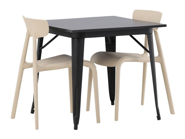 Salle à manger complète Dallas 3896 (Noir + Beige)